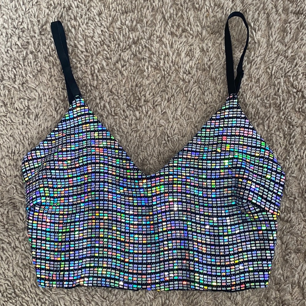 Shiny Crop Top, glows at night